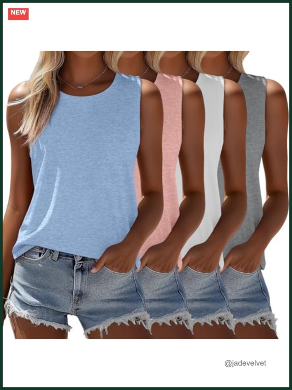 4 Pack Sleeveless Loose Fit Tank Tops for Women Summer